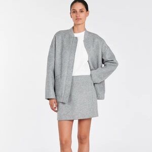 Brand New Wool Blend Set: Bomber Jacket + Mini Skirt